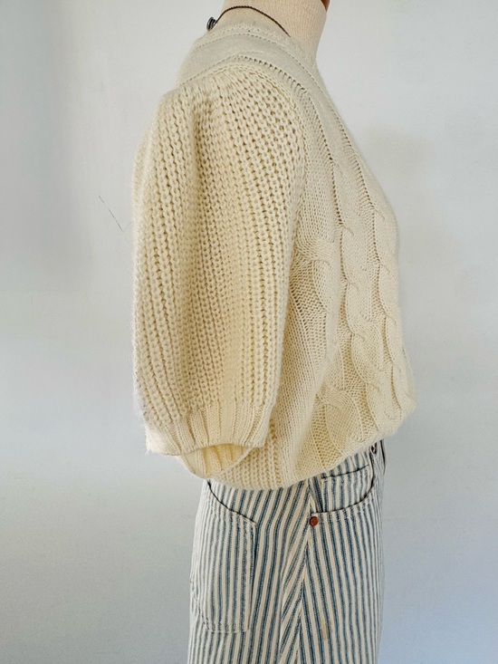 Sweaters - Cream Cable Knit Short-Sleeve Sweater